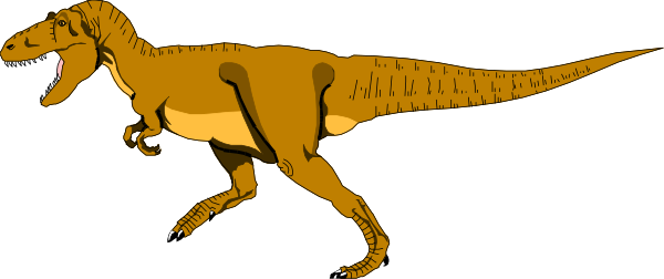 The image shows two cartoon dinosaurs running side by side against a dark background with no other discernible details visible in this small clip-art format.