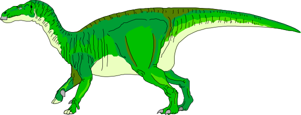 The image shows a cartoon of two dinosaurs standing side by side against a gray background; there is no text present in this clip-art illustration.