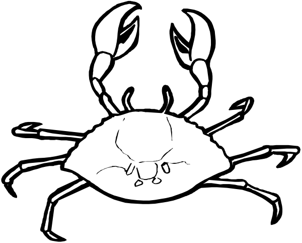 The black and white illustration shows a cartoon lobster with its claws raised above it on what appears to be an underwater background.