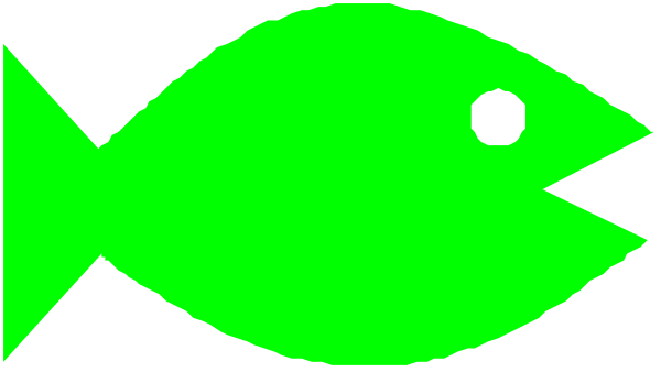 The image shows a pixelated fish with an eye on it against a gray background.