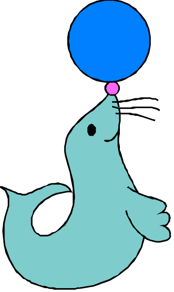 The image shows a cartoon dolphin with an air balloon floating above it on its back fin.