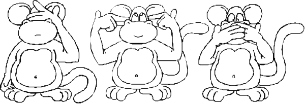 The image shows a sequence of cartoon monkeys with different facial expressions lined up horizontally against a black background; there is no text present in this clip-art illustration.