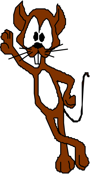 The image shows a cartoon character of an anthropomorphic rabbit with large ears standing upright on two legs against a black background.
