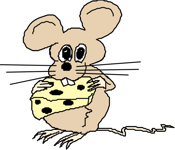 The cartoon shows a mouse with cheese on its face holding an open book that says "Cheese."