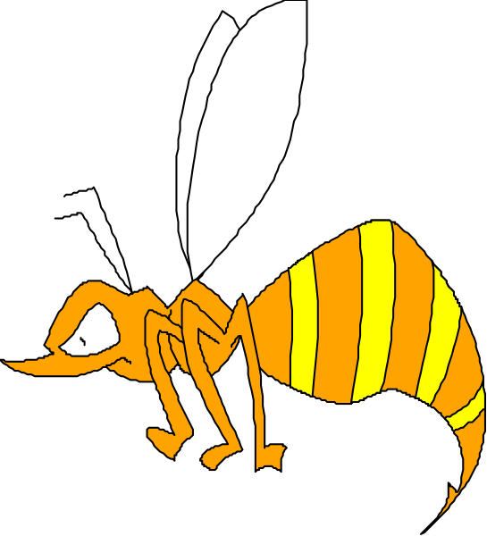 The image shows a cartoon bee with exaggerated features sitting on top of what appears to be honeycomb against a black background.