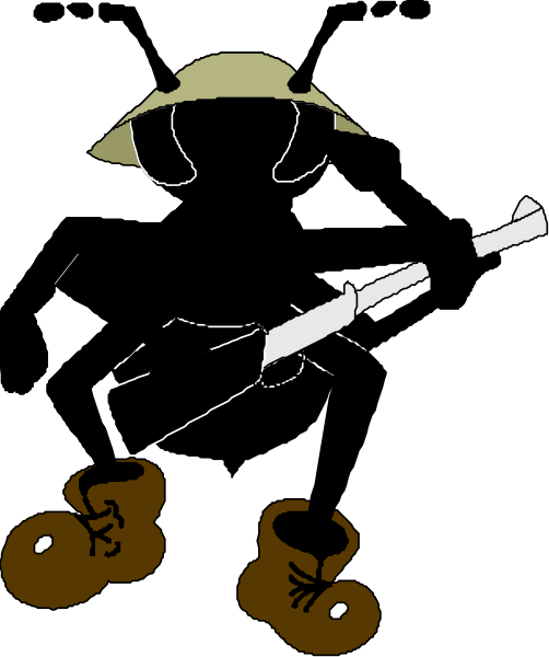 The black and white illustration shows a person holding an arrow with two arrows pointing upwards on either side of them; there is also what appears to be a small animal at their feet that resembles a cat, depicted in brown coloring against the dark background.