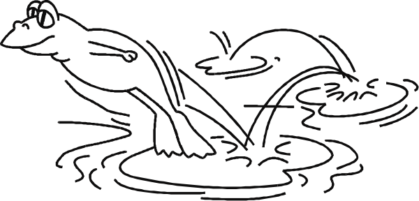 The black and white illustration shows a person swimming with fish around them underwater.
