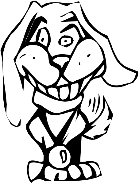 The black and white illustration features a cartoon rabbit with exaggerated facial expressions holding an object that resembles a key in its paws while standing on two legs against a dark background.