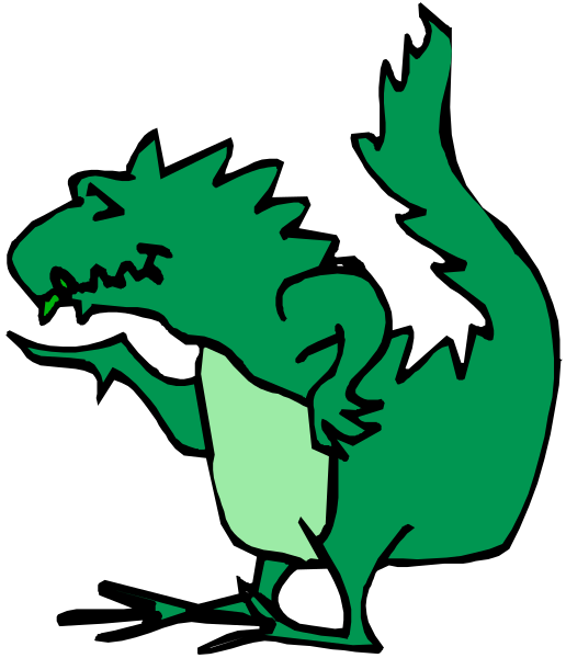 The image shows a cartoon of an alligator with its mouth open as if it's speaking to someone off-camera.