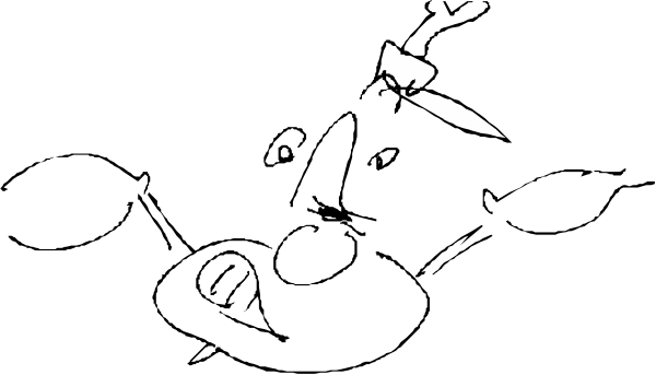 The image shows a black silhouette of an object with multiple parts against a grey background.