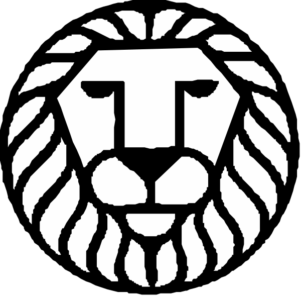 The black and white logo of a lion's head with an emblem on its forehead is shown next to another image that appears to be a stylized letter 'T'.