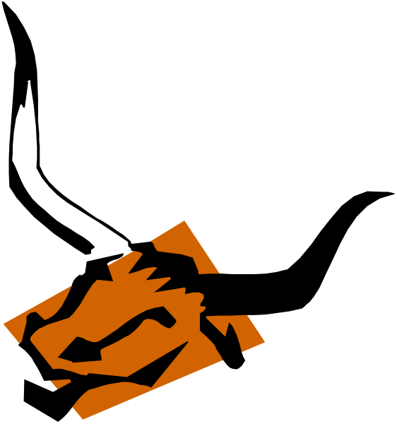 The image shows a black background with two orange shapes resembling stylized animal heads on either side of what appears to be an abstract design in between them that could represent leaves or feathers due to its jagged edges and triangular shape, all set against a white border framing the entire composition.