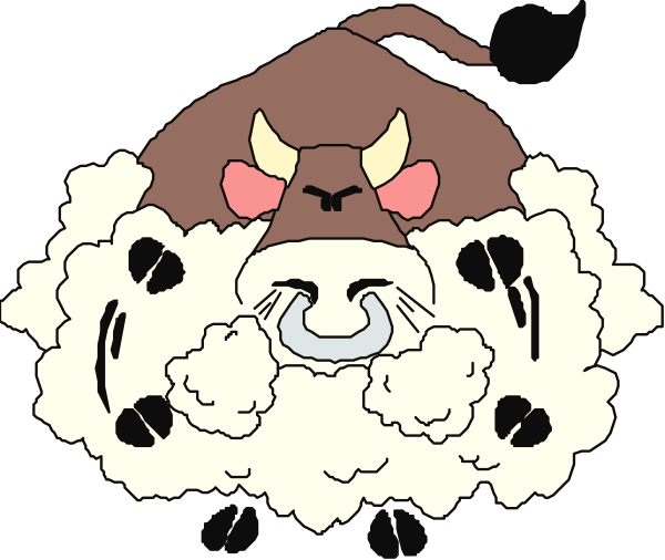 The image shows a cartoon of an animated cow with horns that has been edited to appear as if it's blowing smoke from its nostrils while standing on top of another cloud-like object in what looks like outer space, surrounded by stars and planets.