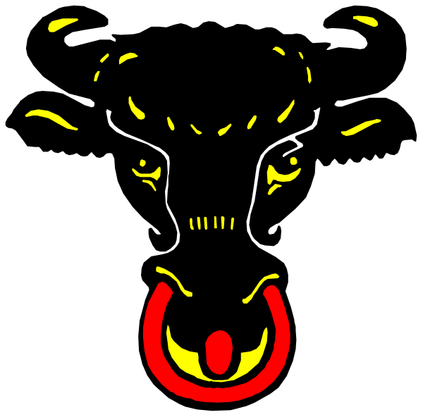 The image shows a black background with an animated character that appears to be a stylized animal face on top of it; there is no text present in this clip-art image.