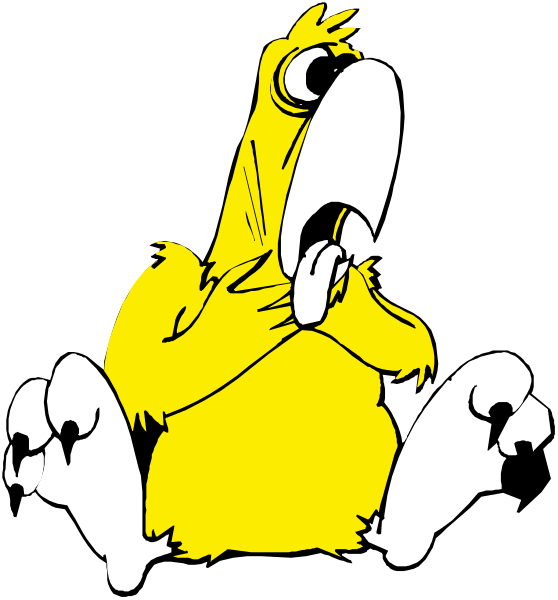 The cartoon depicts a dog sitting on its hind legs with an exaggerated expression of surprise or shock.