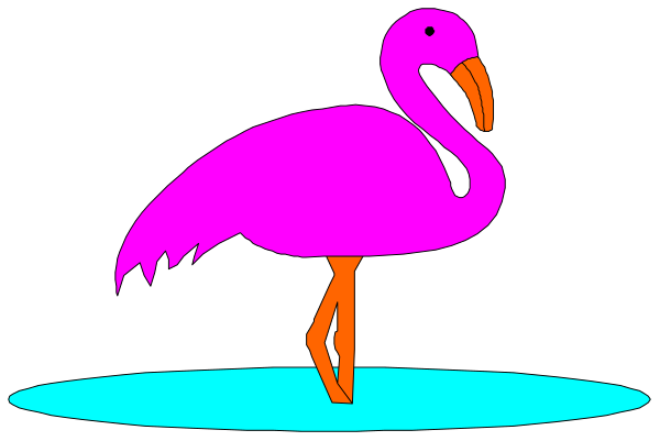The image shows a pink flamingo standing on top of an ice cream cone with two scoops against a black background.