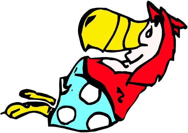 The image shows a cartoon of an animated character with red hair wearing glasses, standing next to another figure that appears to be in distress.