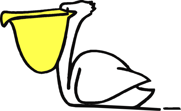The black and white cartoon shows a bird with an open beak next to what appears to be a yellow cup on its head.