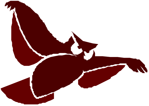 The image shows a red bat flying with its wings spread against an indistinct background.