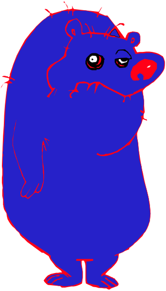 The image shows a cartoon of an anthropomorphic animal with humanoid features standing against a gray background; it has large eyes that appear to be closed in sleepiness or sadness, long ears sticking up from its head, and is wearing what looks like pajamas.