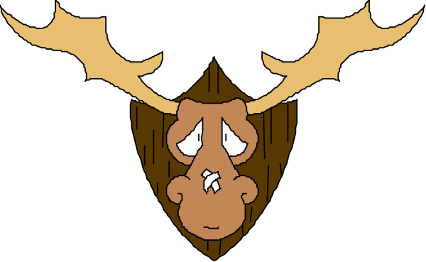 The image shows a cartoon of an animal with antlers wearing glasses over its eyes; it appears to be crying while standing in front of what looks like a dark background that has some sort of pattern on top, possibly representing leaves or branches.