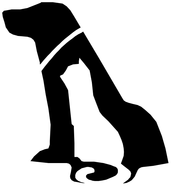 The image shows a black silhouette of an object with two white lines on it against a gray background.