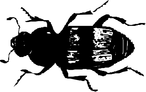 The image shows a black silhouette of an object with multiple parts against a dark background.