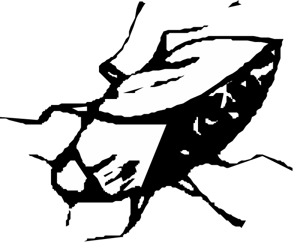 The black and white silhouette of a clock with its hands pointing to 12:05.