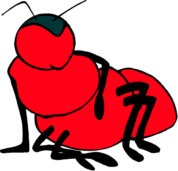 The image shows a red ladybug sitting on its back with two legs extended outward as if it's lying down in front of another identical bug that is standing upright next to her.