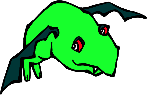 The image shows a cartoon of an alligator with red eyes sitting on top of another creature that appears to be flying through the air; both creatures have wings but no visible bodies beneath them.