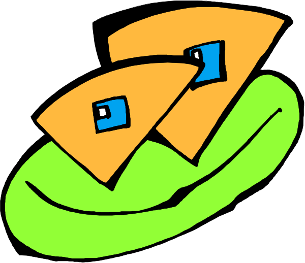 The image shows a cartoon of an envelope with two flaps that have been folded over each other to create what appears to be eyes on either side; it is colored in shades of green, blue, orange and yellow.