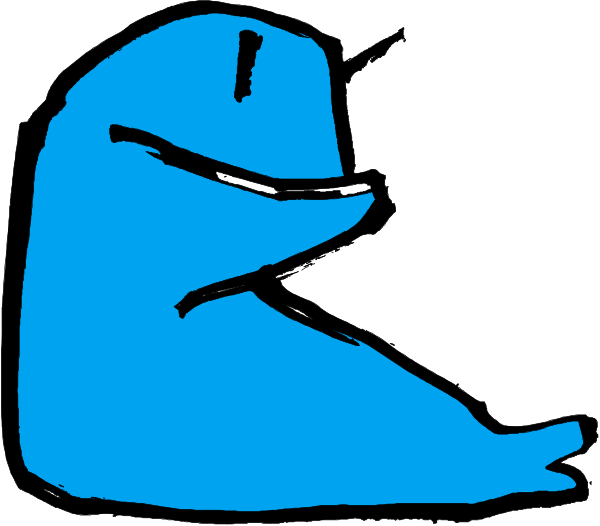 The image shows a blue cartoon character sitting on top of an object that resembles a computer monitor with text displayed in white font at its bottom right corner reading "1024".