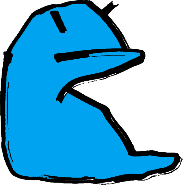 The image shows a blue cartoon character with an open mouth sitting on top of another similar figure that is lying down; there's no text present in this clip-art illustration.