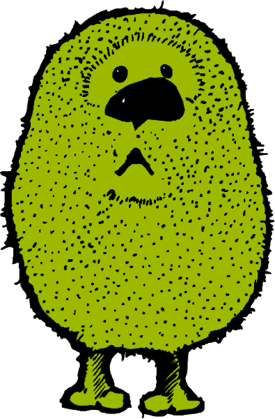 The image shows a cartoon of an anthropomorphic green pineapple with arms standing upright on two legs against a white background.