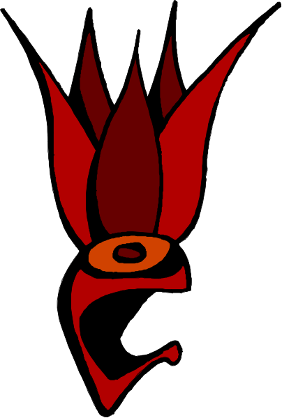The image shows a stylized red creature with an open mouth against a white background; it appears to be animated clip-art.