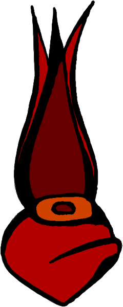 The image shows a red flag with an illustration of a stylized flame on it against a white background.