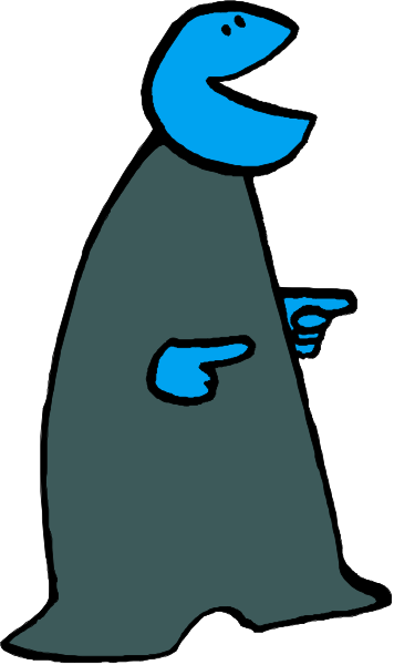 The image shows a cartoon of an animated character with blue skin standing next to what appears to be a wallpaper pattern in shades of brown and tan.