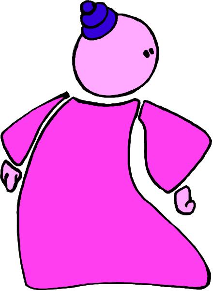 The image shows a pink cartoon character with an exaggeratedly large head wearing glasses standing next to another figure that appears to be in motion due to its blurred appearance; both characters have stick figures for bodies, and there is no background detail provided.