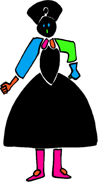 The image shows a cartoon of an animated character dressed as Cinderella with pink shoes on her feet standing next to another figure that appears to be male in blue attire holding his hand out towards it.