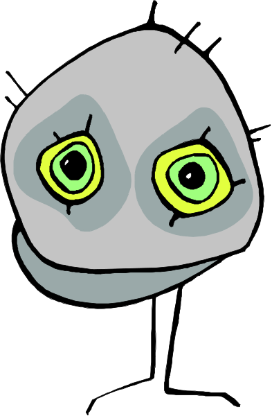The image shows a cartoon of an owl with big eyes peeking out from behind what appears to be a gray curtain-like object in front of it.