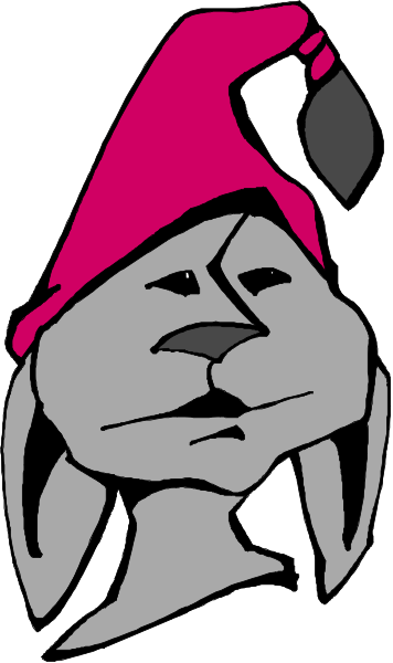 The image features a cartoon character wearing an elf hat with pointed ears, holding what appears to be candy canes on either side of its head while standing in front of a red background that resembles mistletoe leaves and berries.