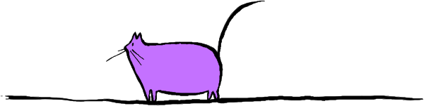 The cat on a white surface with its tail up.