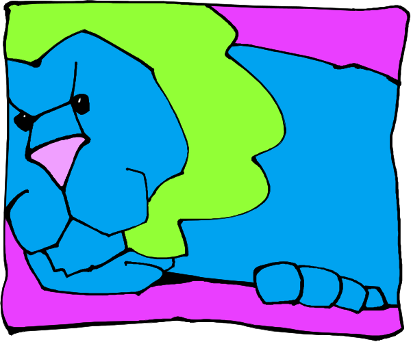 The image shows a cartoon of two dogs lying on their backs with tongues out against different colored backgrounds; there is no text present in this clip-art illustration.