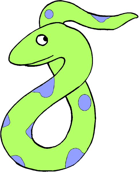 The image shows a cartoon of an anthropomorphic snake with spots on its body standing upright like a human.
