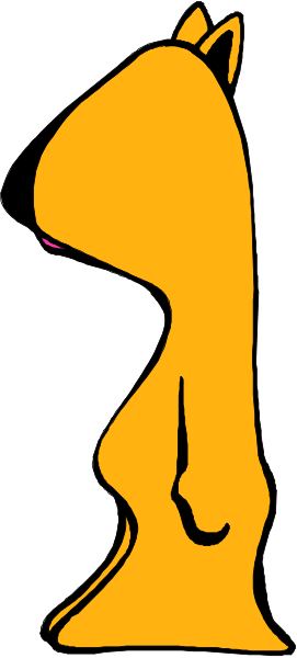 The image shows a cartoon of Scooby Doo standing next to Shaggy with his back turned towards him in front of a striped background that resembles an American flag pattern.