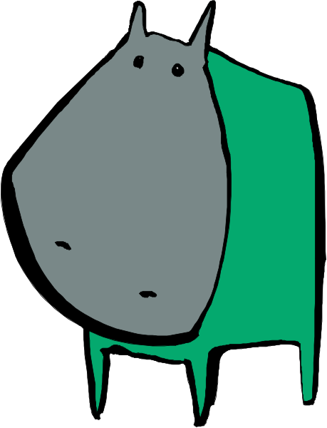 The image shows a cartoon of an animal that resembles a horse with large eyes standing upright on two legs against a white background.