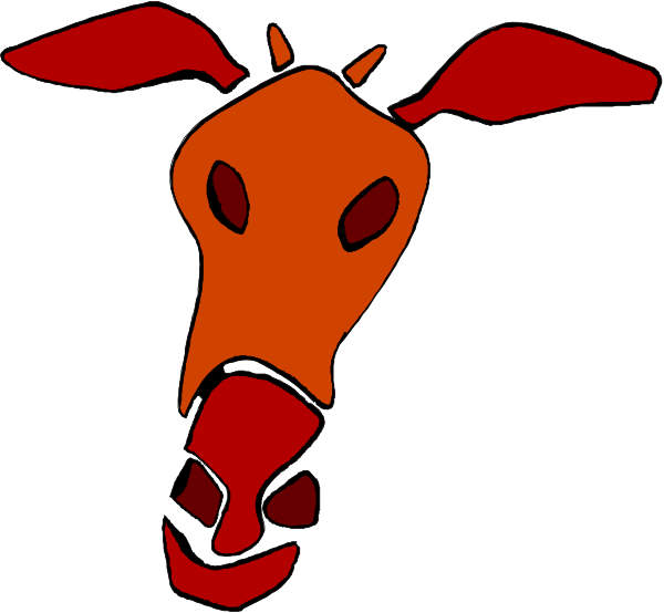 The image shows a cartoon of an animal with two heads facing opposite directions; it appears to be stylized as either a cow or goat due to its horns and ears.