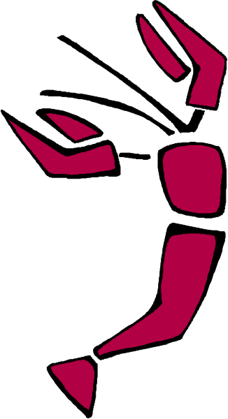 The image shows a stylized graphic of an animal that resembles a lobster with red claws against a white background on one side and gray fabric in front of it.