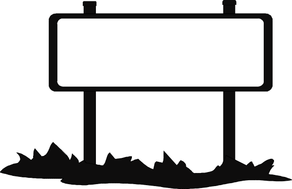 The image shows a black sign with white text on it against an indistinct background that appears to be darker than the rest of the scene.