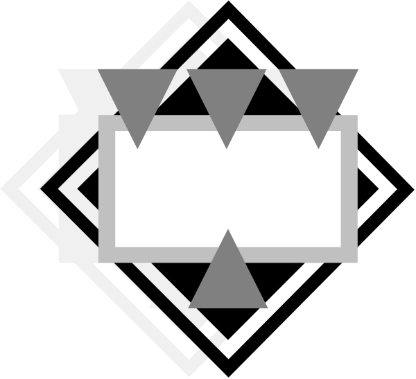 The image shows a black and white abstract design with geometric shapes resembling an electronic circuit board patterned on what appears to be fabric or paper.